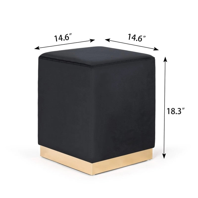 Adeco Ottoman Footrest Vanity Stool Gold Trim Footstool