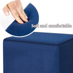 Adeco Ottoman Footrest Vanity Stool Gold Trim Footstool