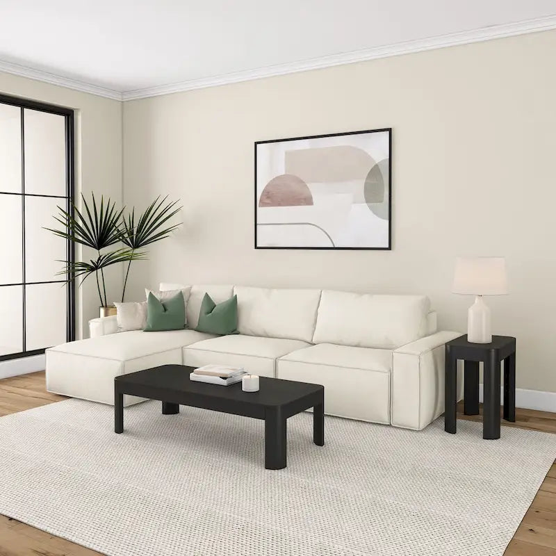 Plank and Beam Contour Curved Rectangular Coffee Table - 54