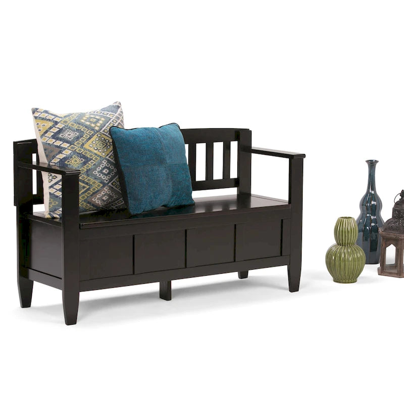 WYNDENHALL Riverside SOLID WOOD 48 inch Wide Contemporary Entryway Storage Bench - 20 inch wide