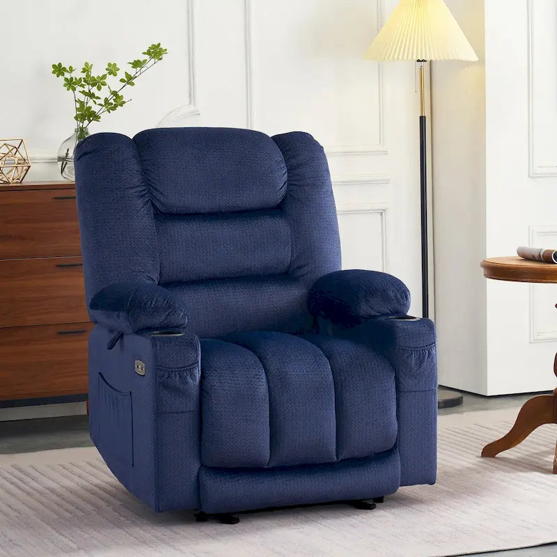 MCombo Electric Power Recliner Chair with Heat and Massage, Fabric 6079/PR670