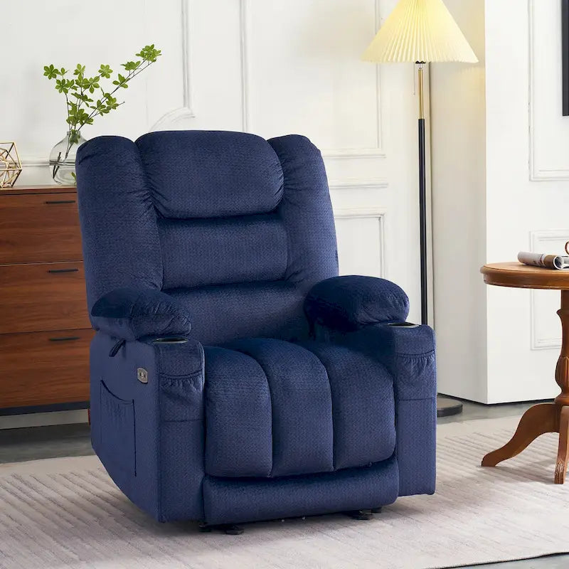 MCombo Electric Power Recliner Chair with Heat and Massage, Fabric 6079/PR670