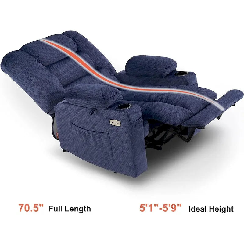 MCombo Electric Power Recliner Chair with Heat and Massage, Fabric 6079/PR670