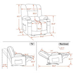 MCombo Electric Power Recliner Chair with Heat and Massage, Fabric 6079/PR670
