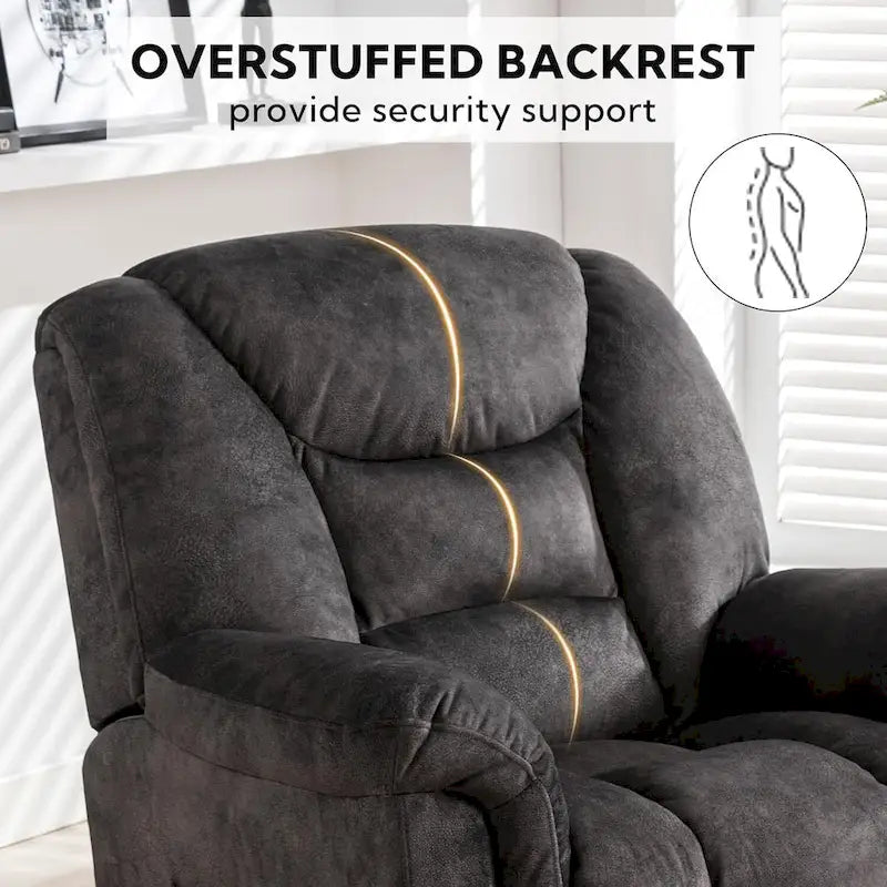 Rocker Recliner Chair Oversized Manual 360 Swivel Recliners for Living Room