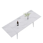7 - Piece Extendable Sintered Stone Dining Table Dining Set With 6 Fabric Chairs