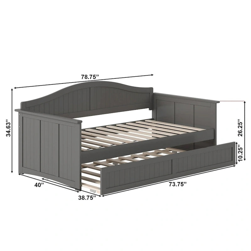 Nantucket Twin Wood Daybed with Twin Size Trundle