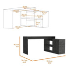 FM Furniture Dallas L-Shaped Home Office Desk, Two Shelves, Single Door Cabinet