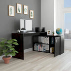 FM Furniture Dallas L-Shaped Home Office Desk, Two Shelves, Single Door Cabinet
