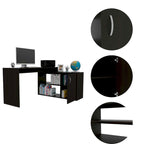 FM Furniture Dallas L-Shaped Home Office Desk, Two Shelves, Single Door Cabinet