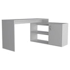 FM Furniture Dallas L-Shaped Home Office Desk, Two Shelves, Single Door Cabinet