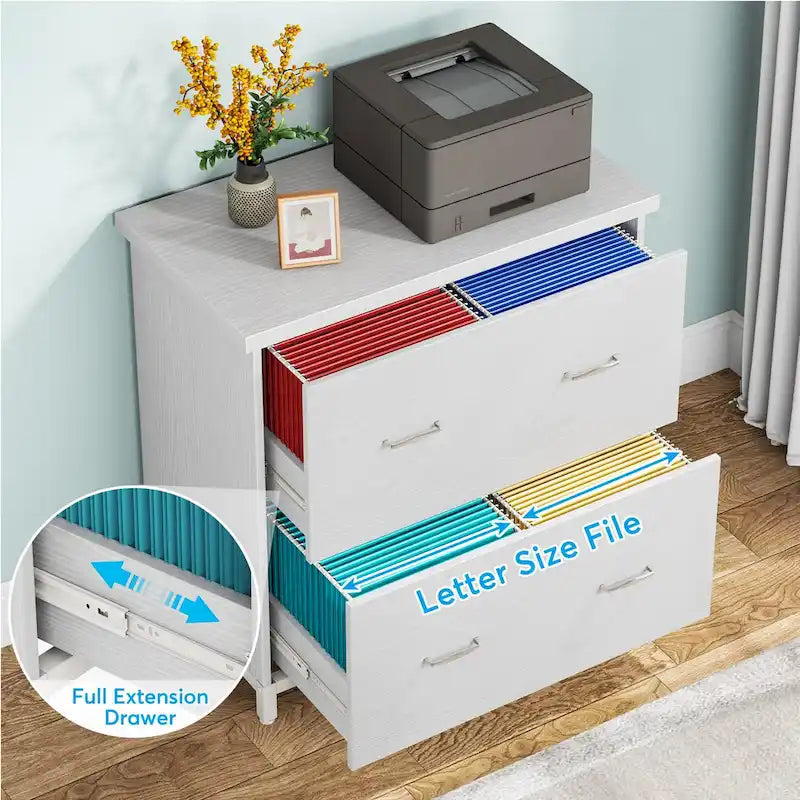 Lateral File Cabinet with 2 Drawers for Home Office, Letter Size