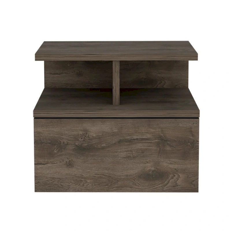 Adele Floating Nightstand with Open Shelf, Drawer, White
