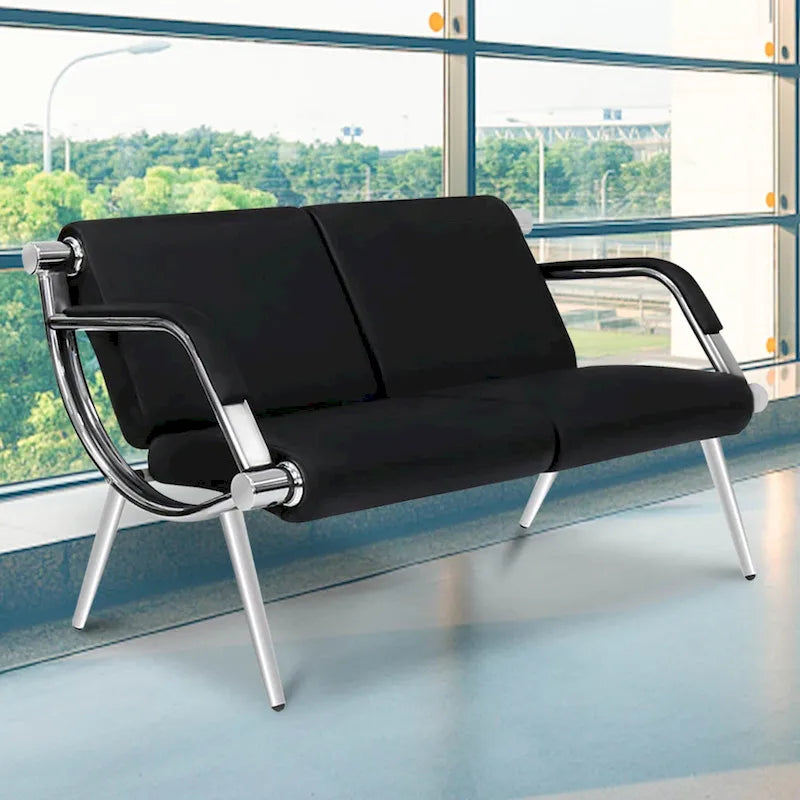 Kinbor 1/2/3-Seat Leather Waiting Chair Reception Bench for Salon Barber Bank Hospital