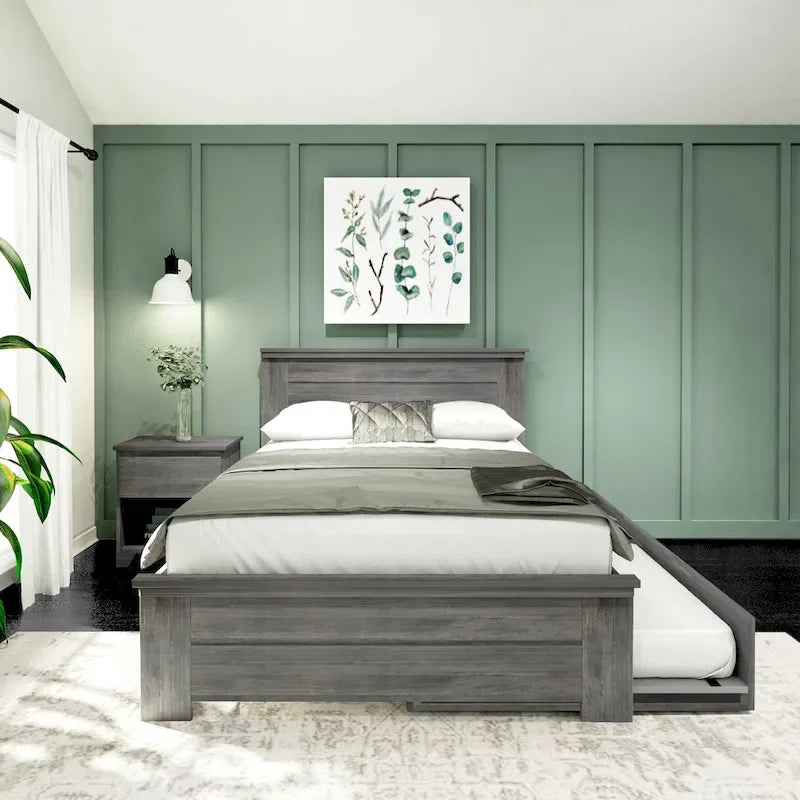 Plank and Beam Farmhouse Full Bed with Panel Headboard with Trundle