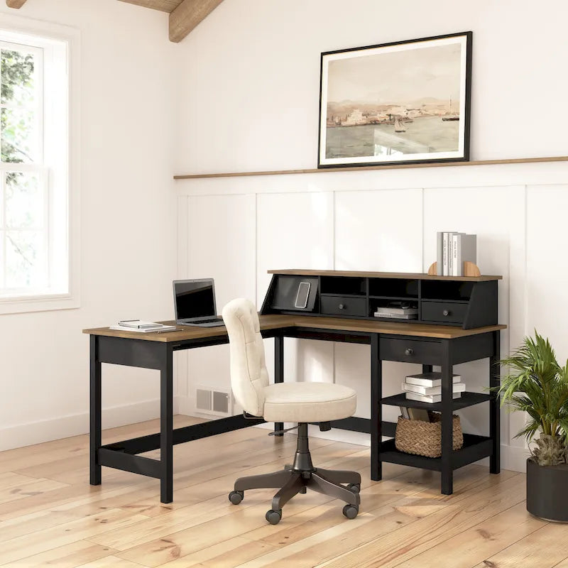 Mayfield 60W L Shaped Computer Desk with Organizer by