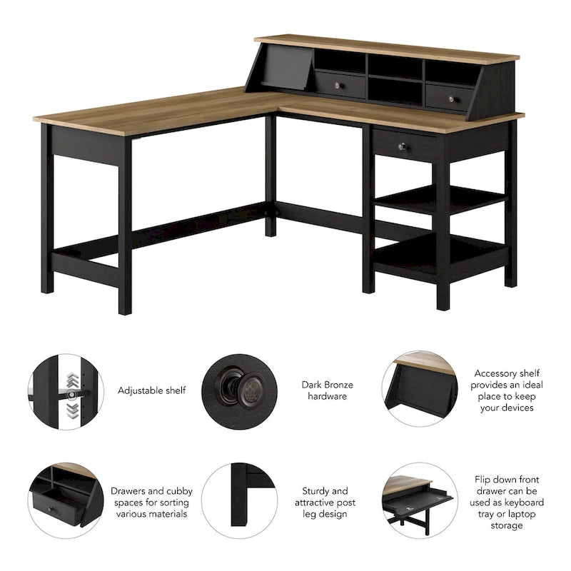 Mayfield 60W L Shaped Computer Desk with Organizer by