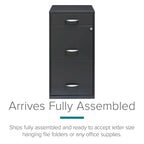 Space Solutions 3 Drawer Letter Width Vertical File Cabinet with Pencil Drawer, Charcoal