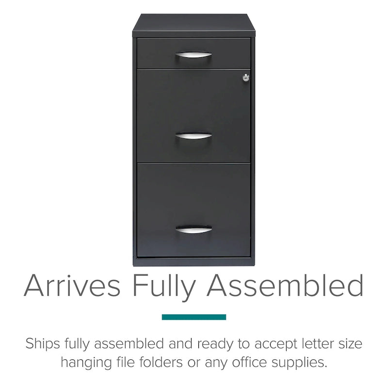 Space Solutions 3 Drawer Letter Width Vertical File Cabinet with Pencil Drawer, Charcoal