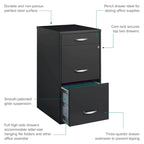 Space Solutions 3 Drawer Letter Width Vertical File Cabinet with Pencil Drawer, Charcoal