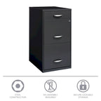 Space Solutions 3 Drawer Letter Width Vertical File Cabinet with Pencil Drawer, Charcoal