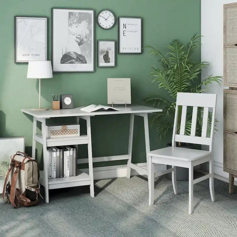 Oller Transitional 47-inch 2-Piece Glass Computer Desk with Chair by Furniture of America