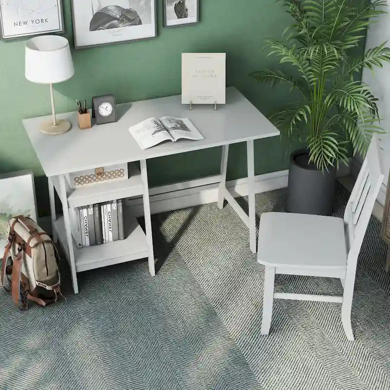 Oller Transitional 47-inch 2-Piece Glass Computer Desk with Chair by Furniture of America