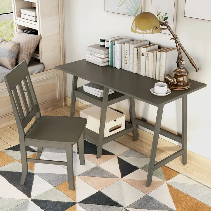 Oller Transitional 47-inch 2-Piece Glass Computer Desk with Chair by Furniture of America