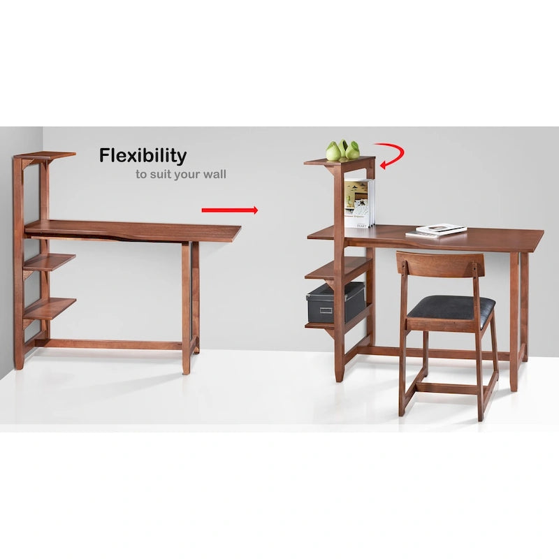 Hamburg Contemporary 4-tier Bookshelf, Desk, and Faux Leather Desk Chair Study Set