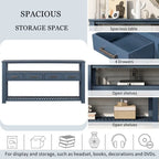 Long Entryway Console Sofa Table with Drawers, Farmhouse Wood Sofa Tables Console Table with 4 Drawers and 2 Shelves