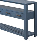 Long Entryway Console Sofa Table with Drawers, Farmhouse Wood Sofa Tables Console Table with 4 Drawers and 2 Shelves