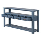 Long Entryway Console Sofa Table with Drawers, Farmhouse Wood Sofa Tables Console Table with 4 Drawers and 2 Shelves
