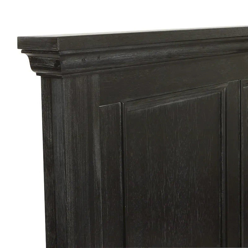 Farmhouse Basics Rustic Black Finish Panel Bed Set