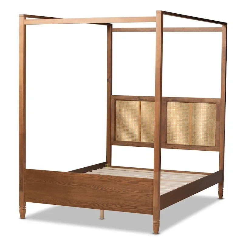 Malia Modern and Contemporary Synthetic Rattan Canopy Bed