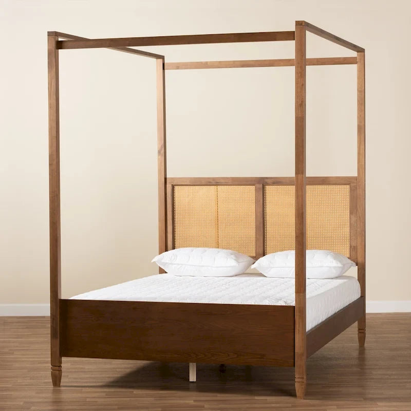 Malia Modern and Contemporary Synthetic Rattan Canopy Bed