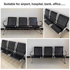 Kinbor 3-Seat Airport Reception Waiting Chair Bank Salon Barbershop Bench Guest Chair