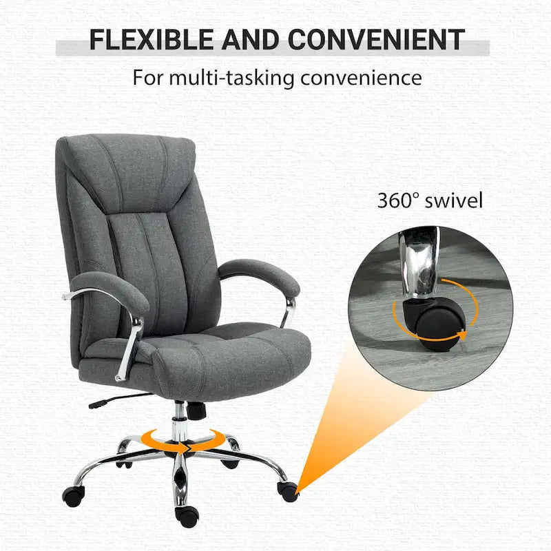 Vinsetto High Back Swivel Home Office Chair Task Ergonomic Linen Fabric Computer Chair, with Arm, Adjustable Height