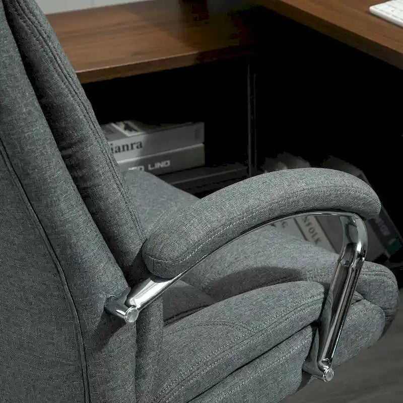 Vinsetto High Back Swivel Home Office Chair Task Ergonomic Linen Fabric Computer Chair, with Arm, Adjustable Height