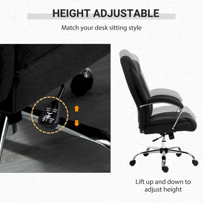 Vinsetto High Back Swivel Home Office Chair Task Ergonomic Linen Fabric Computer Chair, with Arm, Adjustable Height
