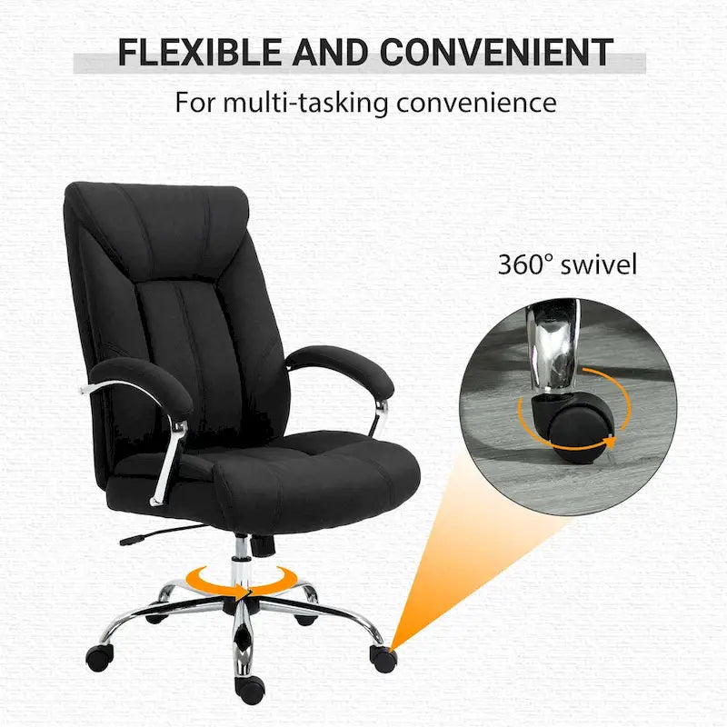 Vinsetto High Back Swivel Home Office Chair Task Ergonomic Linen Fabric Computer Chair, with Arm, Adjustable Height