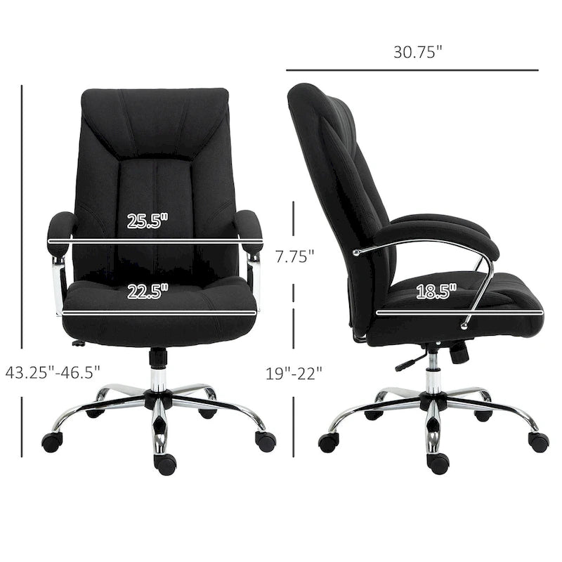 Vinsetto High Back Swivel Home Office Chair Task Ergonomic Linen Fabric Computer Chair, with Arm, Adjustable Height