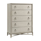 Roundhill Furniture Mantalia Solid Wood Bedroom Set with Metal Frame, Bed, Dresser, Mirror, 2 Nightstands, and Chest, Champagne