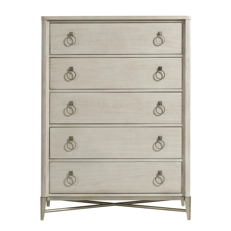 Roundhill Furniture Mantalia Solid Wood Bedroom Set with Metal Frame, Bed, Dresser, Mirror, 2 Nightstands, and Chest, Champagne