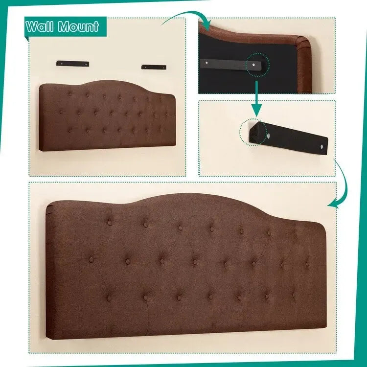 Cecilia Button Tufted Upholstered Headboard, Height Adjustable Headboards,Bed Backboard Premium Padded Fabric Headboard