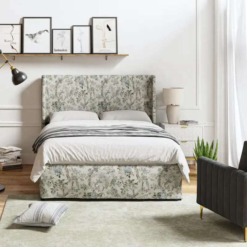 Louise Traditional Washable Slipcover Bed Upholstered Metal by HULALA HOME