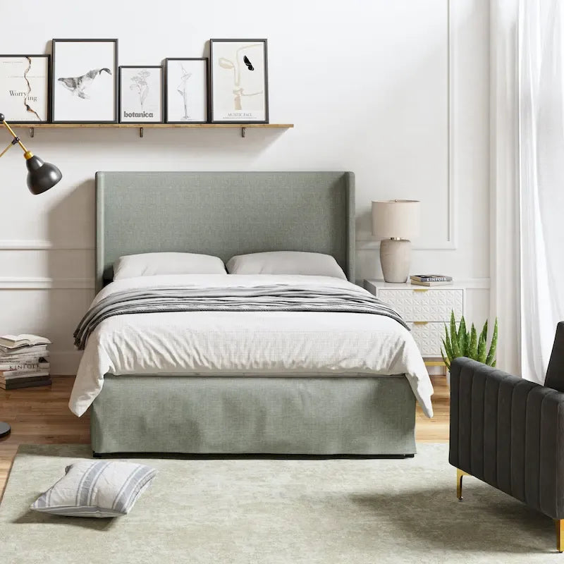 Louise Traditional Washable Slipcover Bed Upholstered Metal by HULALA HOME