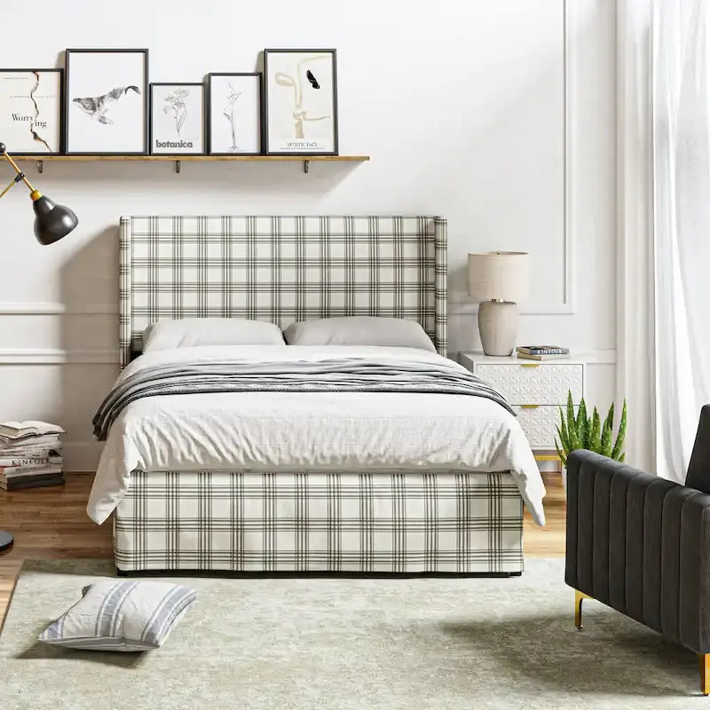 Louise Traditional Washable Slipcover Bed Upholstered Metal by HULALA HOME