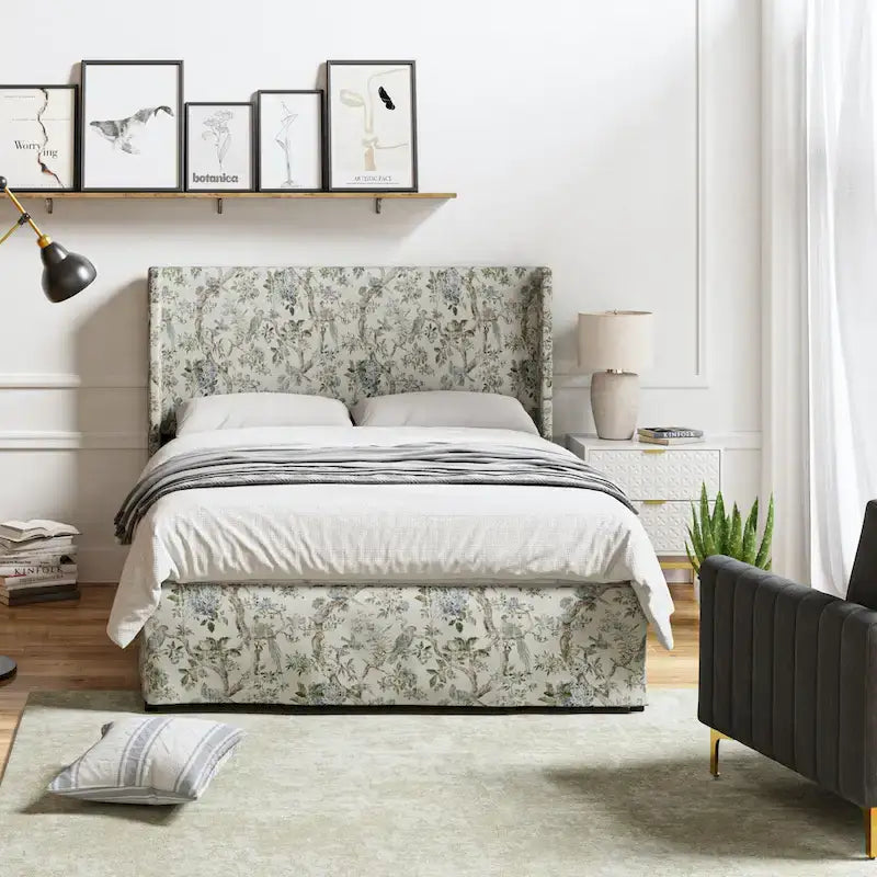 Louise Traditional Washable Slipcover Bed Upholstered Metal by HULALA HOME