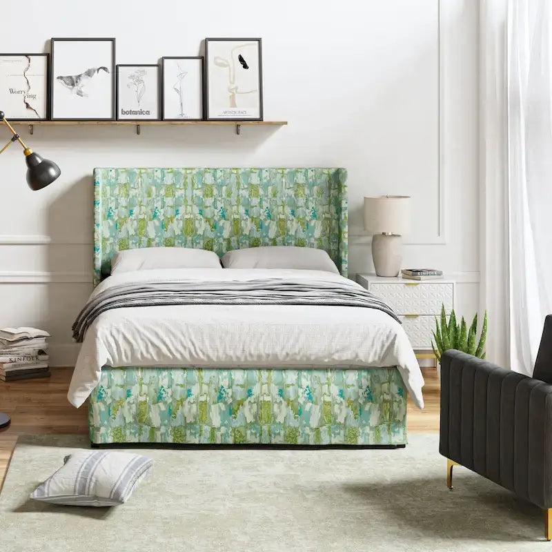 Louise Traditional Washable Slipcover Bed Upholstered Metal by HULALA HOME