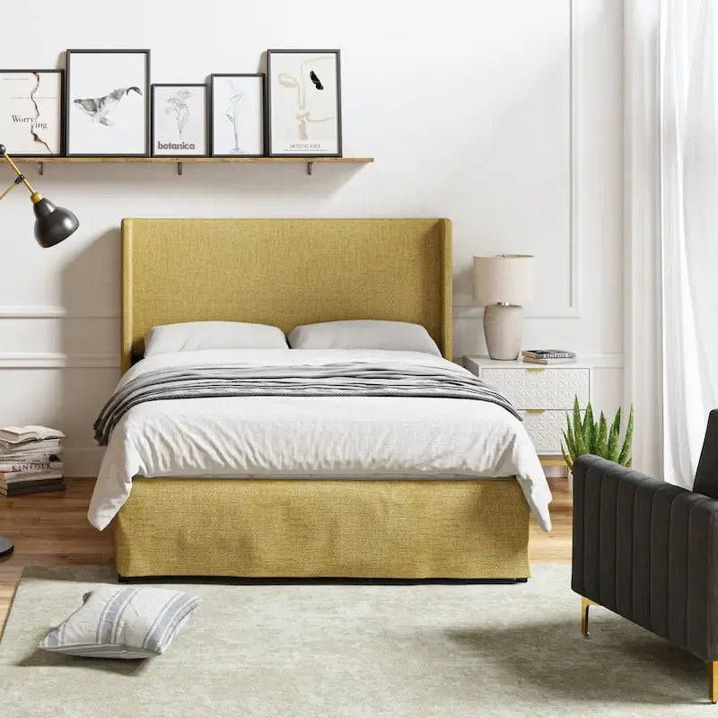Louise Traditional Washable Slipcover Bed Upholstered Metal by HULALA HOME